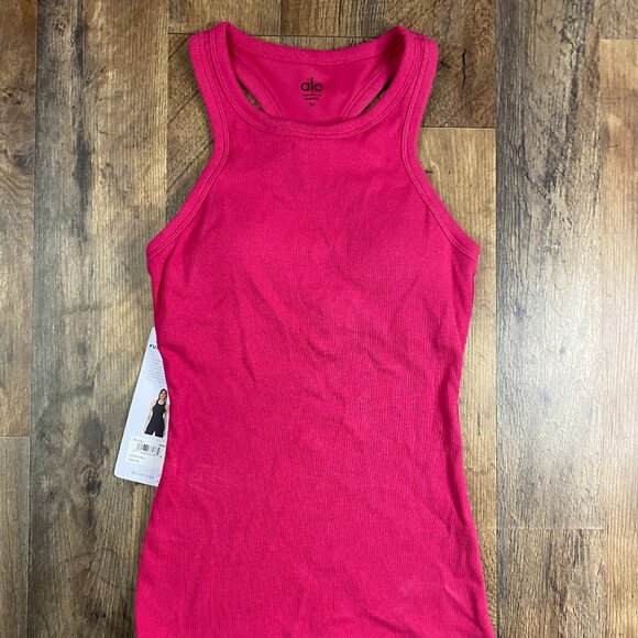 ALO Yoga Tops - ALO YOGA Ribbed Aspire Full Length Tank Pink Tank Top